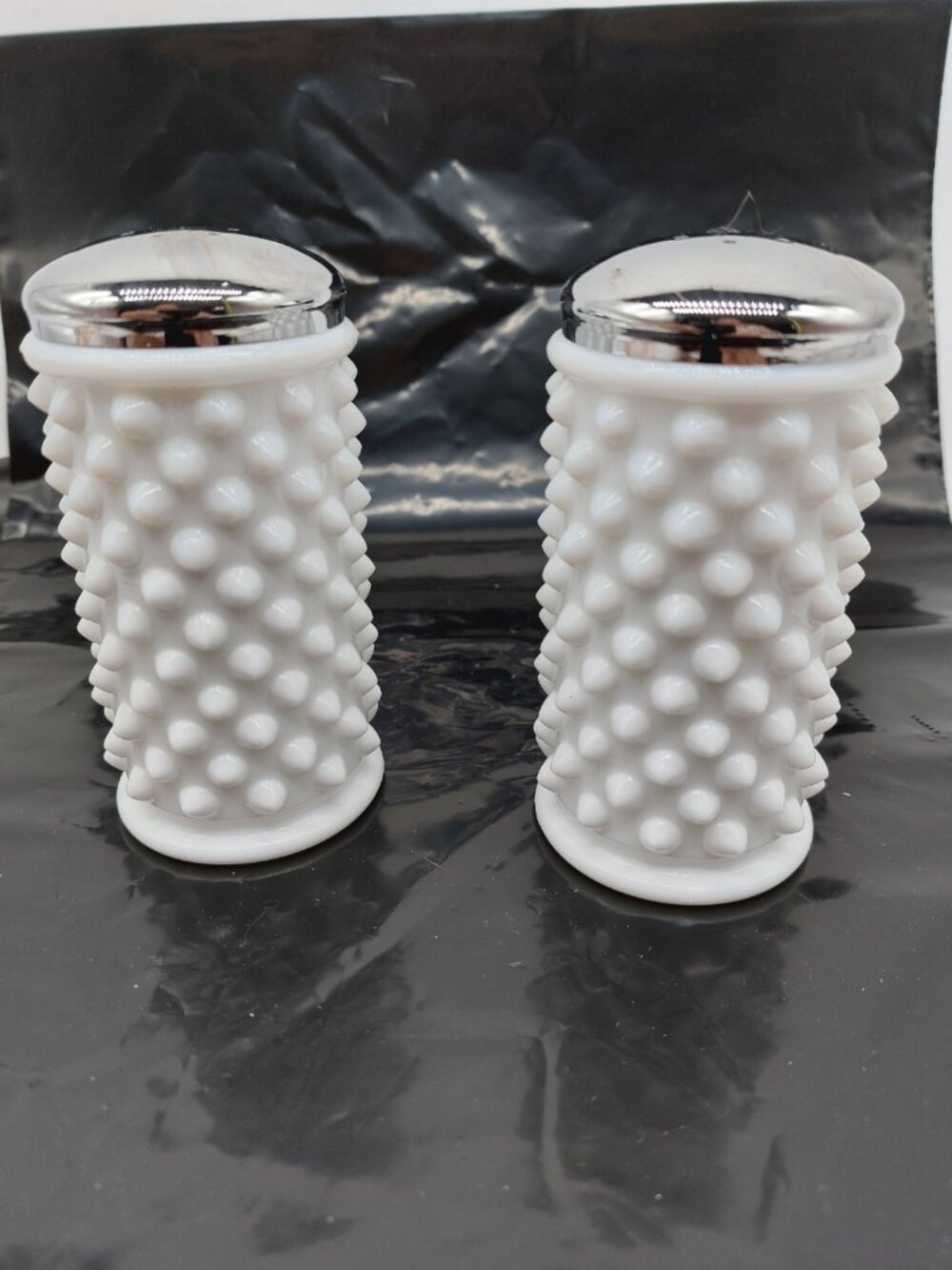 Fenton Hobnail Salt And Pepper Shakers White Milk Glass MCM Mid Century